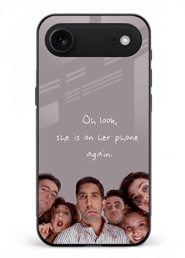 Grey friends quote artwork printed on glossy tempered glass iPhone 17 Air back cover