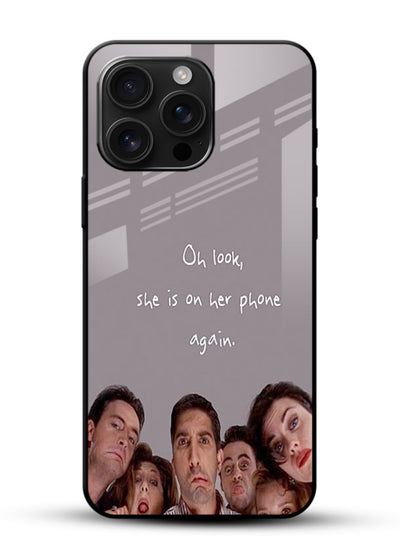 Grey friends quote artwork printed on glossy tempered glass mobile back cover - 1