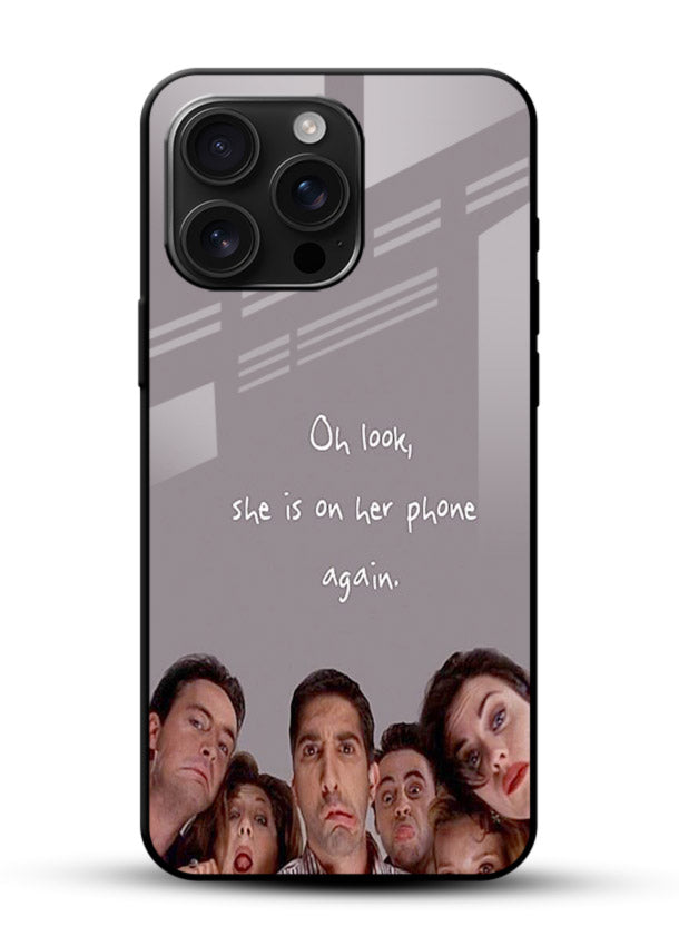 Grey friends quote artwork printed on glossy tempered glass mobile back cover - 1
