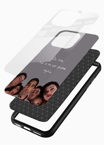 Grey friends quote artwork printed on glossy tempered glass mobile back cover - 3