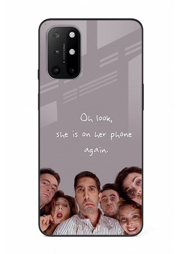 Grey friends quote artwork printed on glossy tempered glass OnePlus 8T back cover