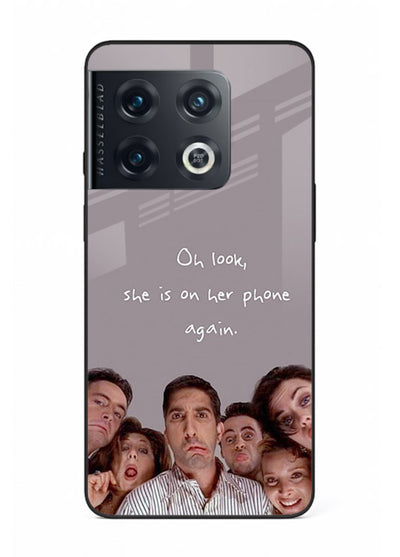 Grey friends quote artwork printed on glossy tempered glass OnePlus 10 Pro back cover