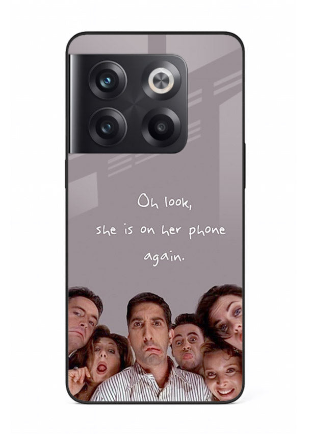 Grey friends quote artwork printed on glossy tempered glass OnePlus 10T back cover