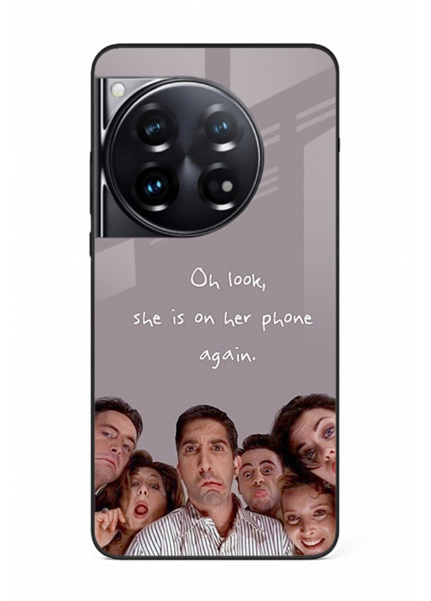 Grey friends quote artwork printed on glossy tempered glass OnePlus 12 back cover