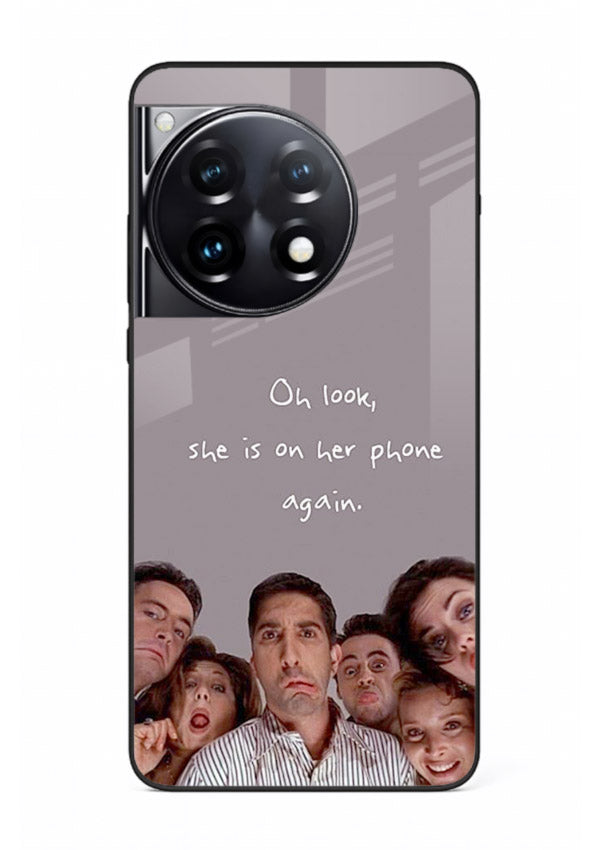 Grey friends quote artwork printed on glossy tempered glass OnePlus 12R back cover