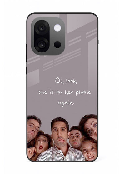 Grey friends quote artwork printed on glossy tempered glass OnePlus 13s back cover