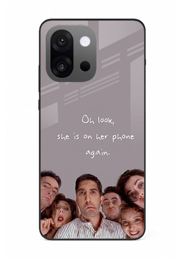 Grey friends quote artwork printed on glossy tempered glass OnePlus 13s back cover