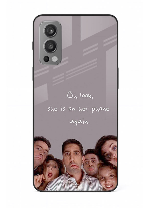 Grey friends quote artwork printed on glossy tempered glass OnePlus Nord 2 back cover