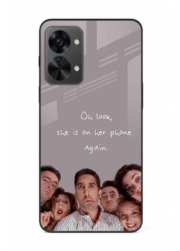 Grey friends quote artwork printed on glossy tempered glass OnePlus Nord 2T back cover