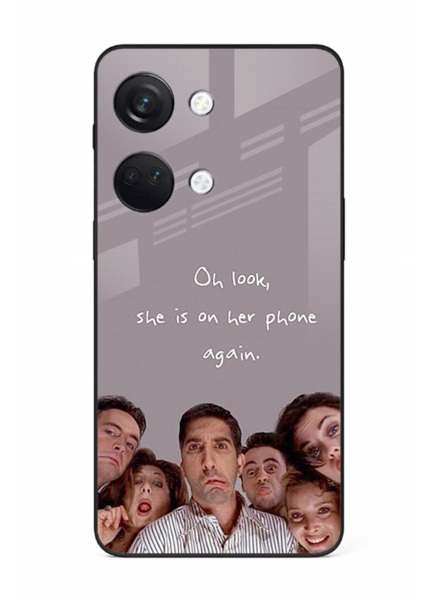 Grey friends quote artwork printed on glossy tempered glass OnePlus Nord 3 back cover