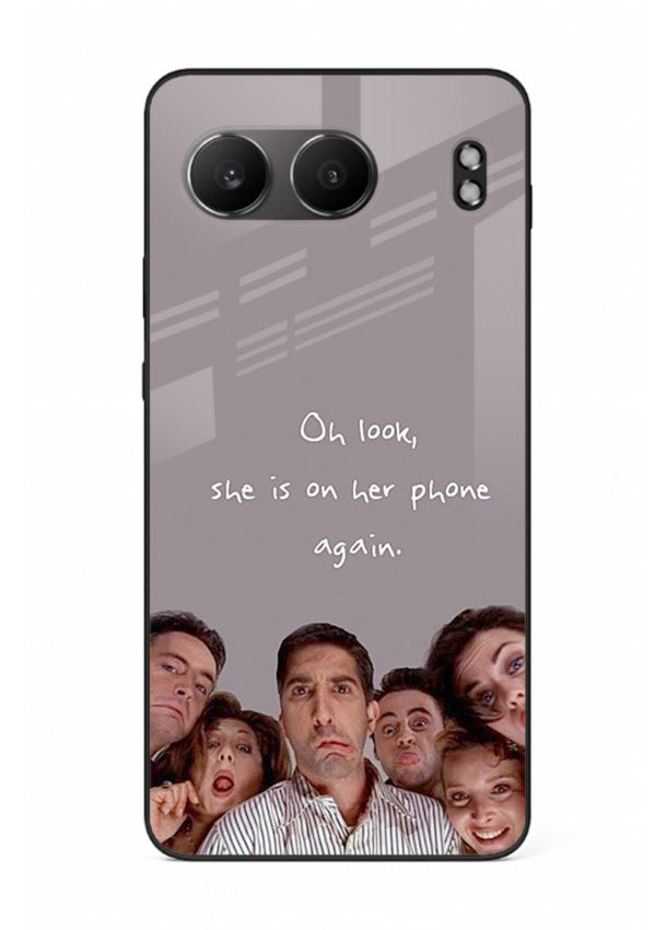Grey friends quote artwork printed on glossy tempered glass OnePlus Nord 4 back cover