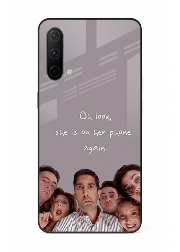 Grey friends quote artwork printed on glossy tempered glass OnePlus Nord CE 5G back cover