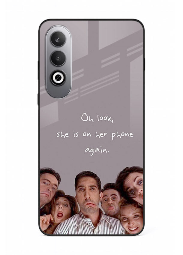 Grey friends quote artwork printed on glossy tempered glass OnePlus Nord CE4 back cover