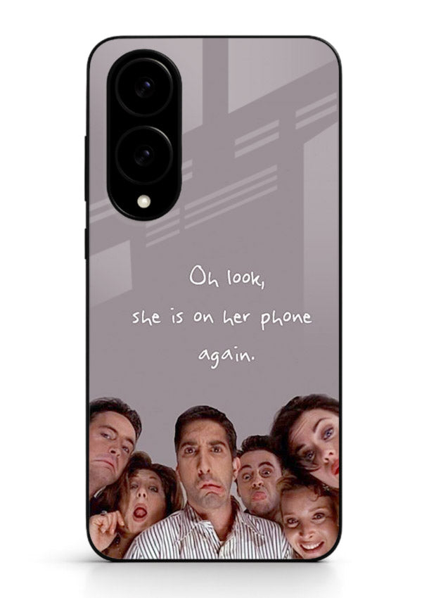 Grey friends quote artwork printed on glossy tempered glass Samsung S25 Edge back cover