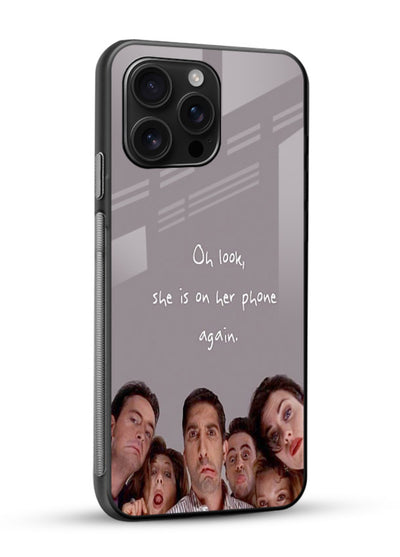 Grey friends quote artwork printed on glossy tempered glass mobile back cover - 2