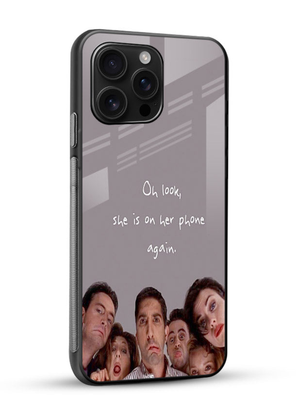Grey friends quote artwork printed on glossy tempered glass mobile back cover - 2