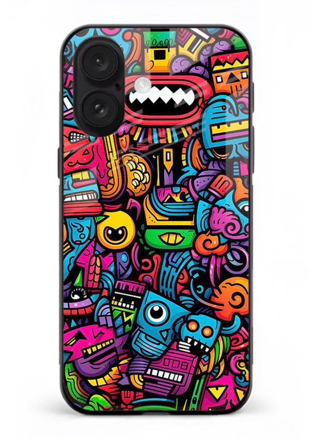 Funky Cartoon Doodles fun cartoon doodle pattern iphone 17 glass back cover