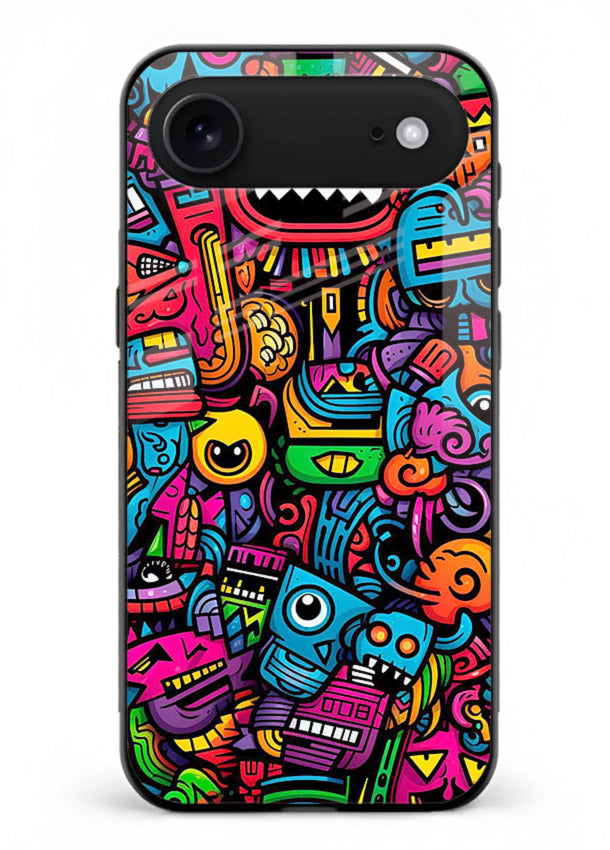 Funky Cartoon Doodles fun cartoon doodle pattern iphone 18 air glass back cover