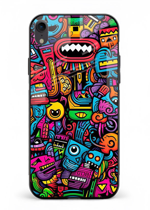 Funky Cartoon Doodles fun cartoon doodle pattern iphone xr glass back cover