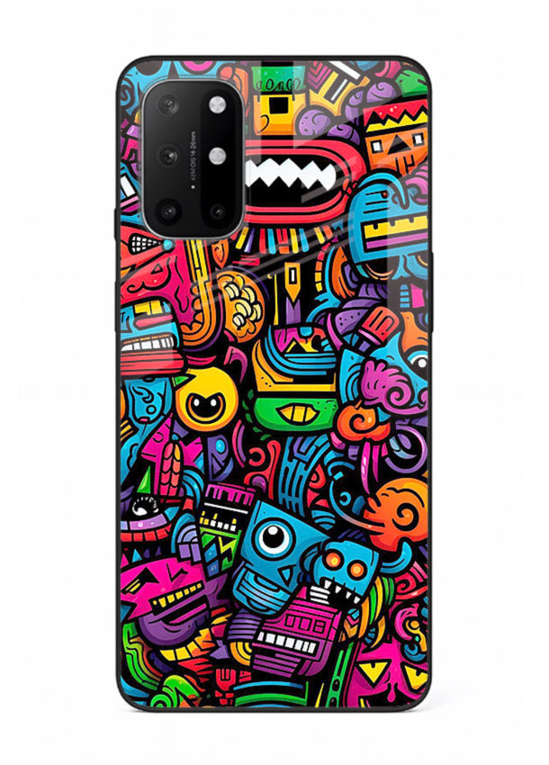 Funky Cartoon Doodles fun cartoon doodle pattern OnePlus 8T glass back cover