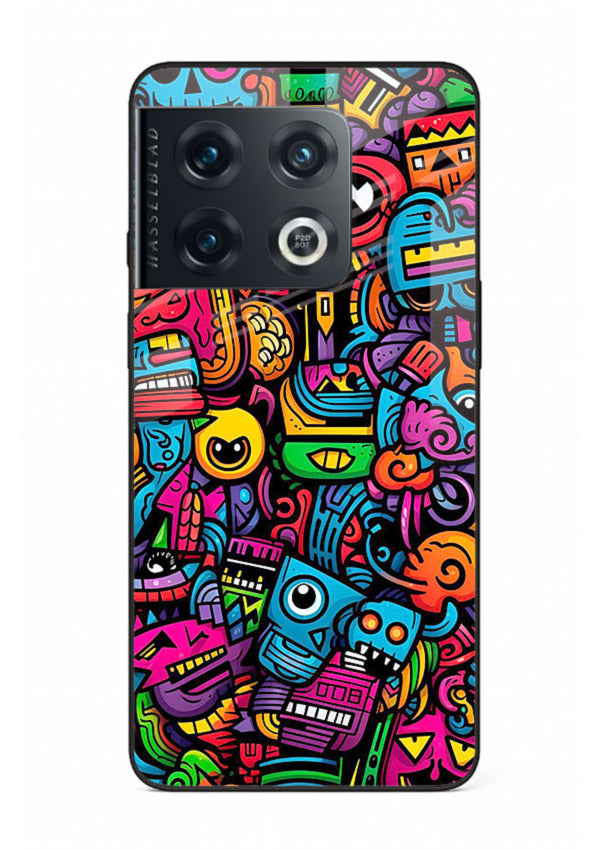 Funky Cartoon Doodles fun cartoon doodle pattern OnePlus 10 Pro glass back cover