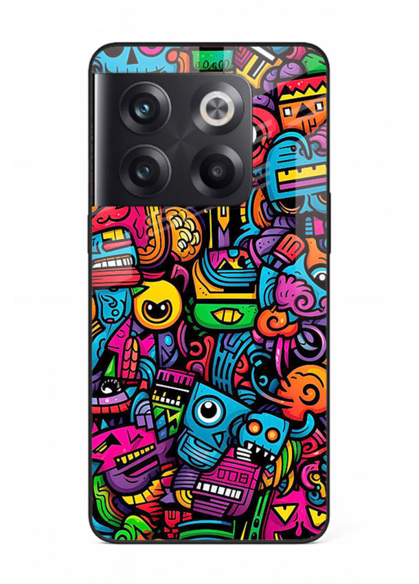 Funky Cartoon Doodles fun cartoon doodle pattern OnePlus 10T glass back cover
