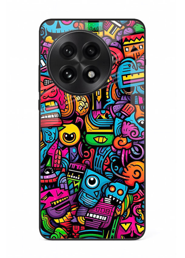 Funky Cartoon Doodles fun cartoon doodle pattern OnePlus 13R glass back cover