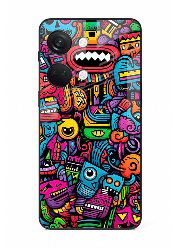 Funky Cartoon Doodles fun cartoon doodle pattern OnePlus Nord 3 glass back cover