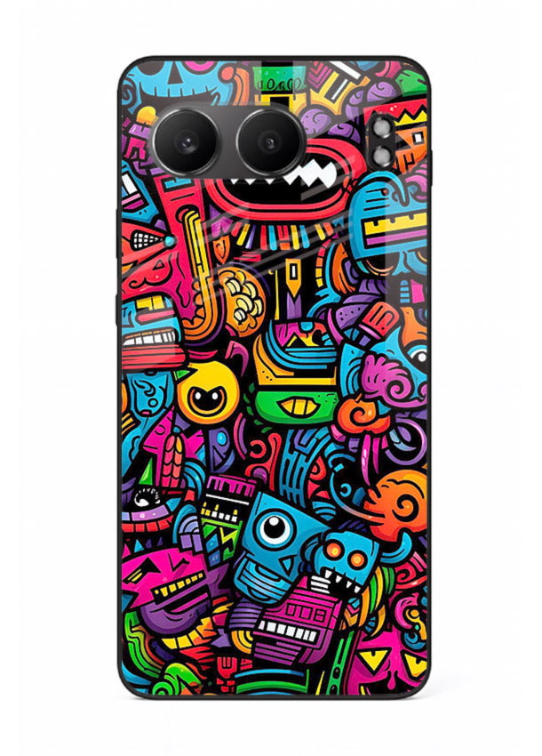Funky Cartoon Doodles fun cartoon doodle pattern OnePlus Nord 4 glass back cover