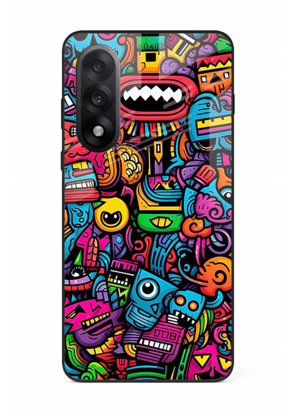Funky Cartoon Doodles fun cartoon doodle pattern OnePlus Nord 5 glass back cover