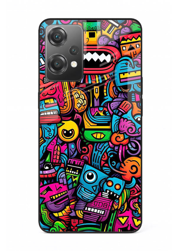 Funky Cartoon Doodles fun cartoon doodle pattern OnePlus Nord CE2 Lite 5G glass back cover