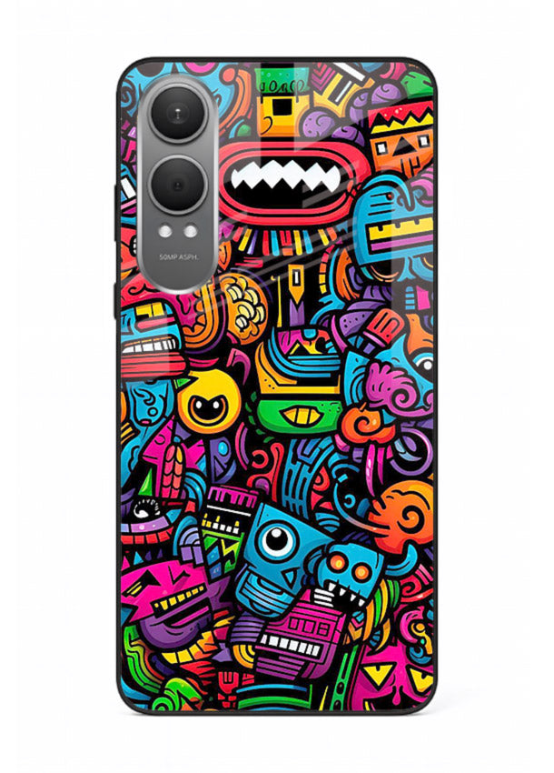 Funky Cartoon Doodles fun cartoon doodle pattern OnePlus Nord CE4 Lite glass back cover