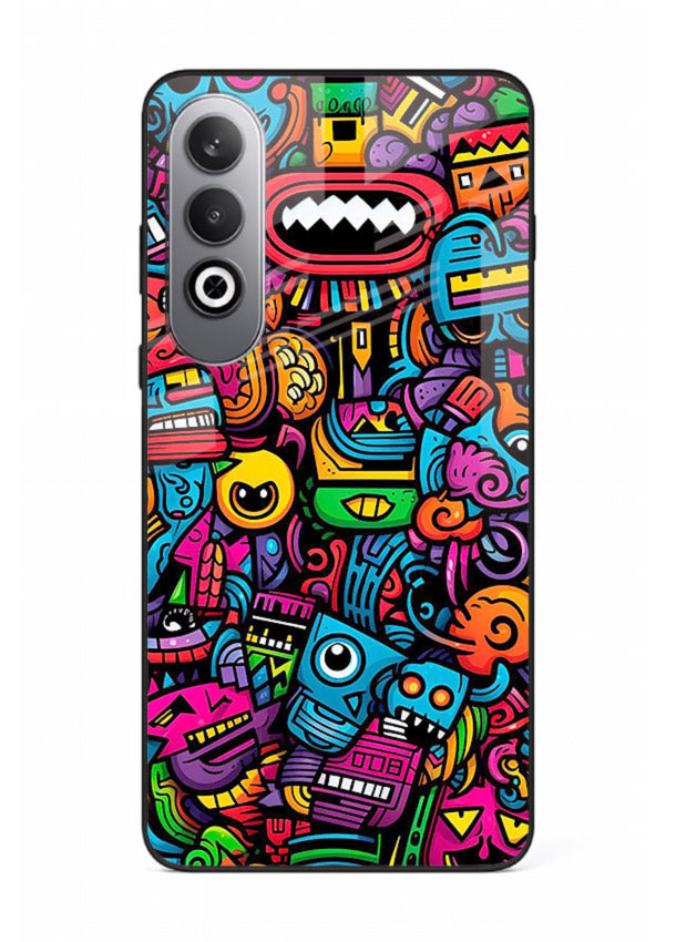 Funky Cartoon Doodles fun cartoon doodle pattern OnePlus Nord CE4 glass back cover