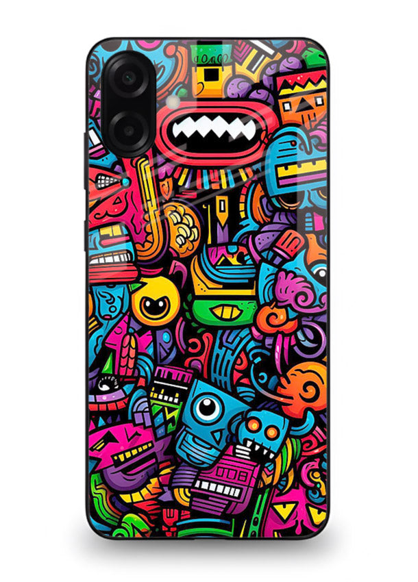 Funky Cartoon Doodles fun cartoon doodle pattern Samsung A06 5G glass back cover