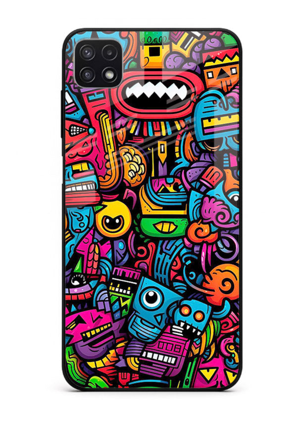 Funky Cartoon Doodles fun cartoon doodle pattern Samsung A22 5G glass back cover