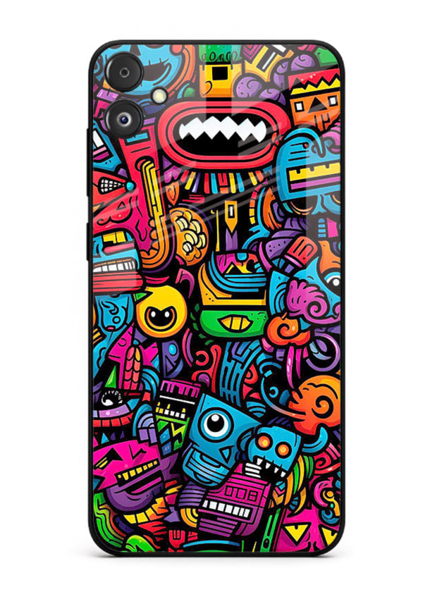 Funky Cartoon Doodles fun cartoon doodle pattern Samsung F14 5G glass back cover