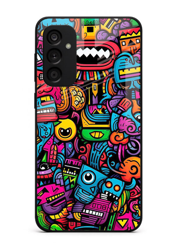 Funky Cartoon Doodles fun cartoon doodle pattern Samsung A34 5G glass back cover
