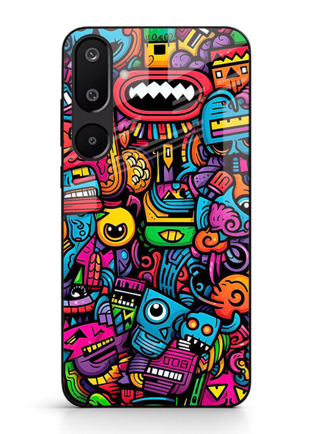 Funky Cartoon Doodles fun cartoon doodle pattern Samsung F16 5G glass back cover
