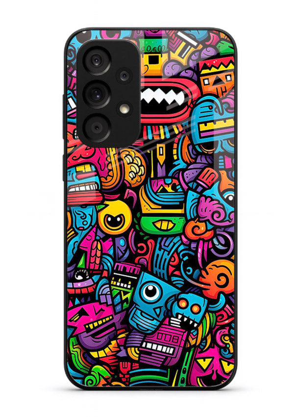 Funky Cartoon Doodles fun cartoon doodle pattern Samsung A33 5G glass back cover