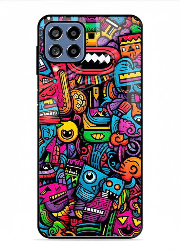 Funky Cartoon Doodles fun cartoon doodle pattern Samsung F12 5G glass back cover