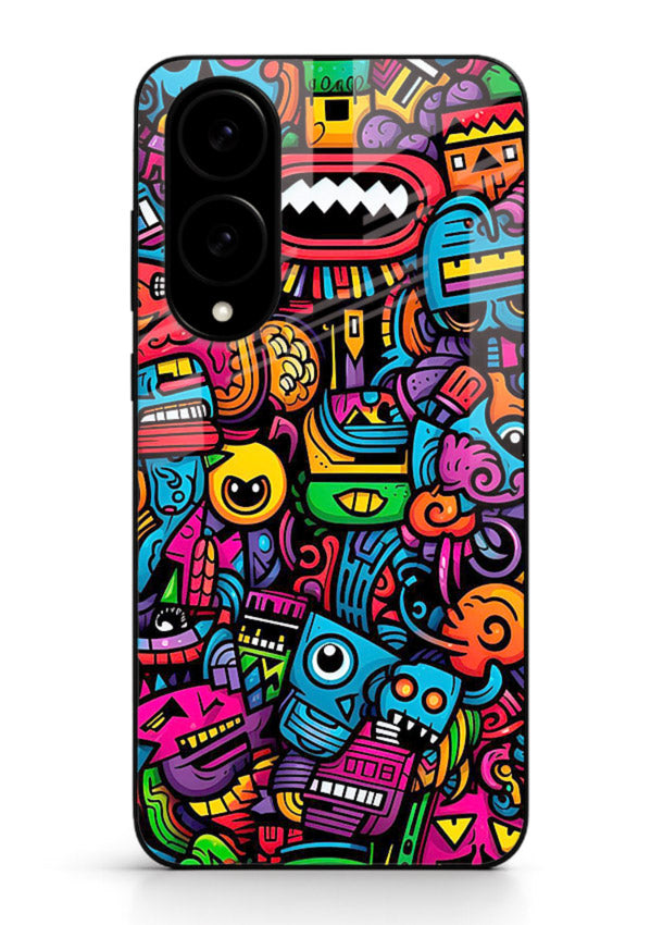 Funky Cartoon Doodles fun cartoon doodle pattern Samsung S25 Edge glass back cover