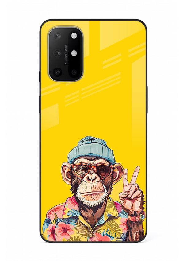funky monkey yellow art OnePlus 8T glass cover vibrant cartoon character case
