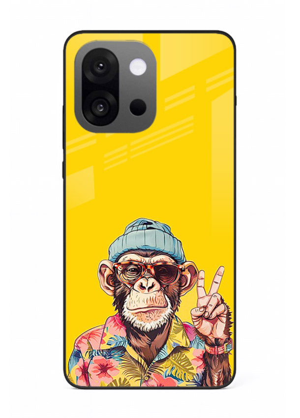 funky monkey yellow art OnePlus 13s glass cover vibrant cartoon character case