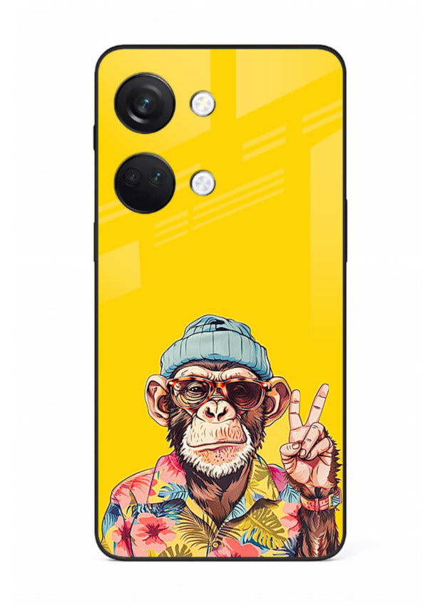 funky monkey yellow art OnePlus Nord 3 glass cover vibrant cartoon character case