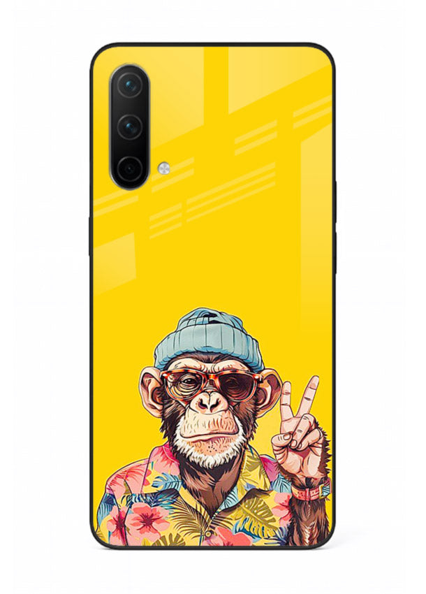 funky monkey yellow art OnePlus Nord CE 5G glass cover vibrant cartoon character case