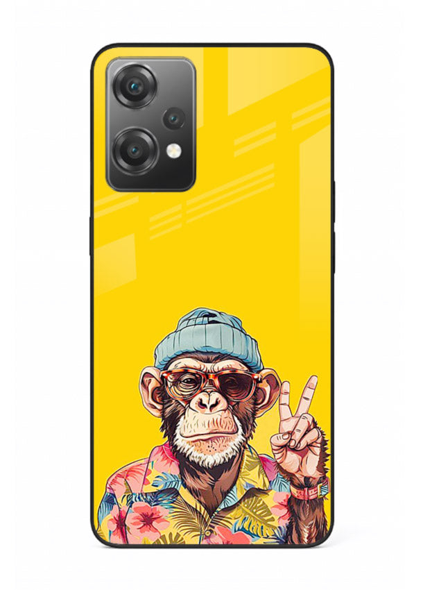 funky monkey yellow art OnePlus Nord CE2 Lite 5G glass cover vibrant cartoon character case