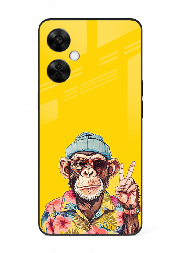 funky monkey yellow art OnePlus Nord CE3 Lite glass cover vibrant cartoon character case