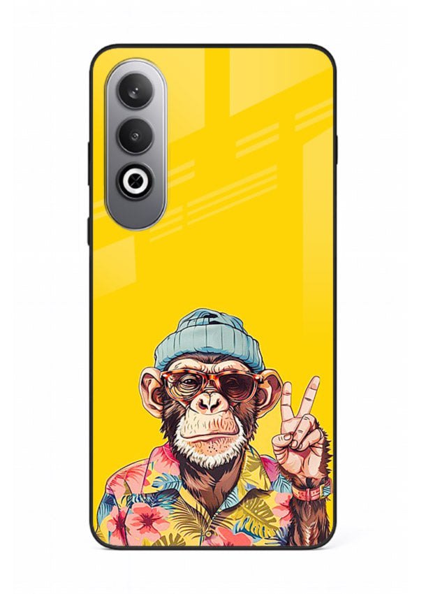 funky monkey yellow art OnePlus Nord CE4 glass cover vibrant cartoon character case