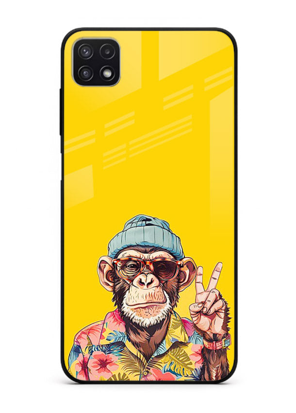 funky monkey yellow art Samsung F42 5G glass cover vibrant cartoon character case