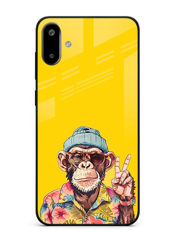 funky monkey yellow art Samsung F06 5G glass cover vibrant cartoon character case